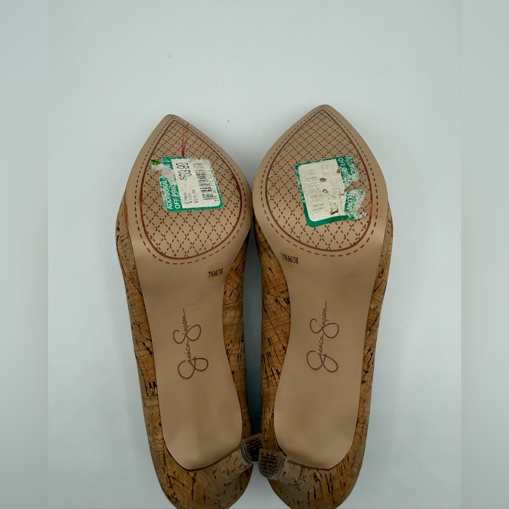 Jessica Simpson Analista Natural Cork Platform Heels Sophisticated Classic Pumps - Picture 6 of 16